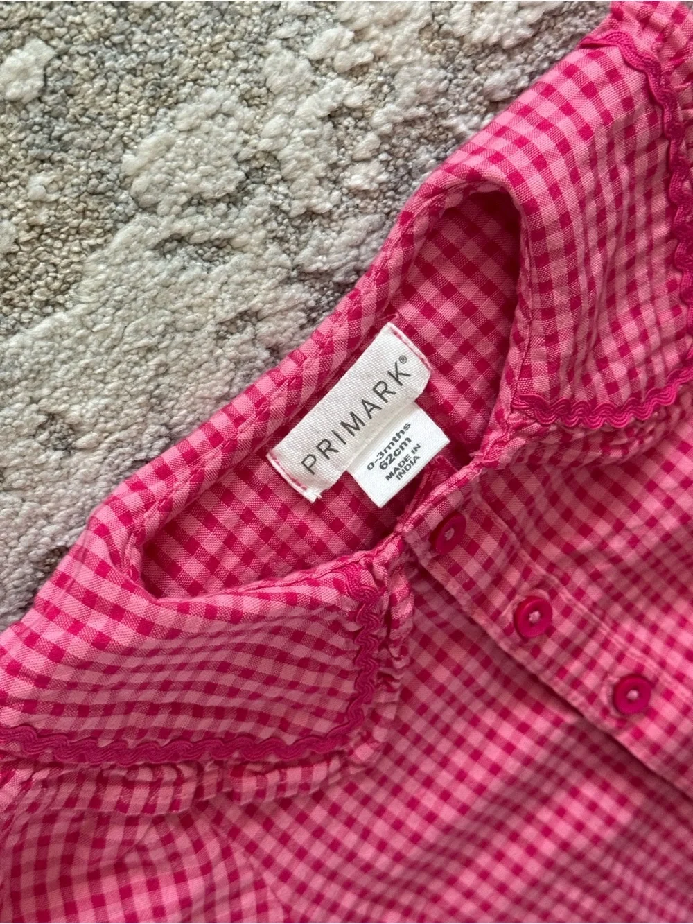 Primark Hot Pink Gingham Top with Blue Ruffle Shorts 0-3 Months